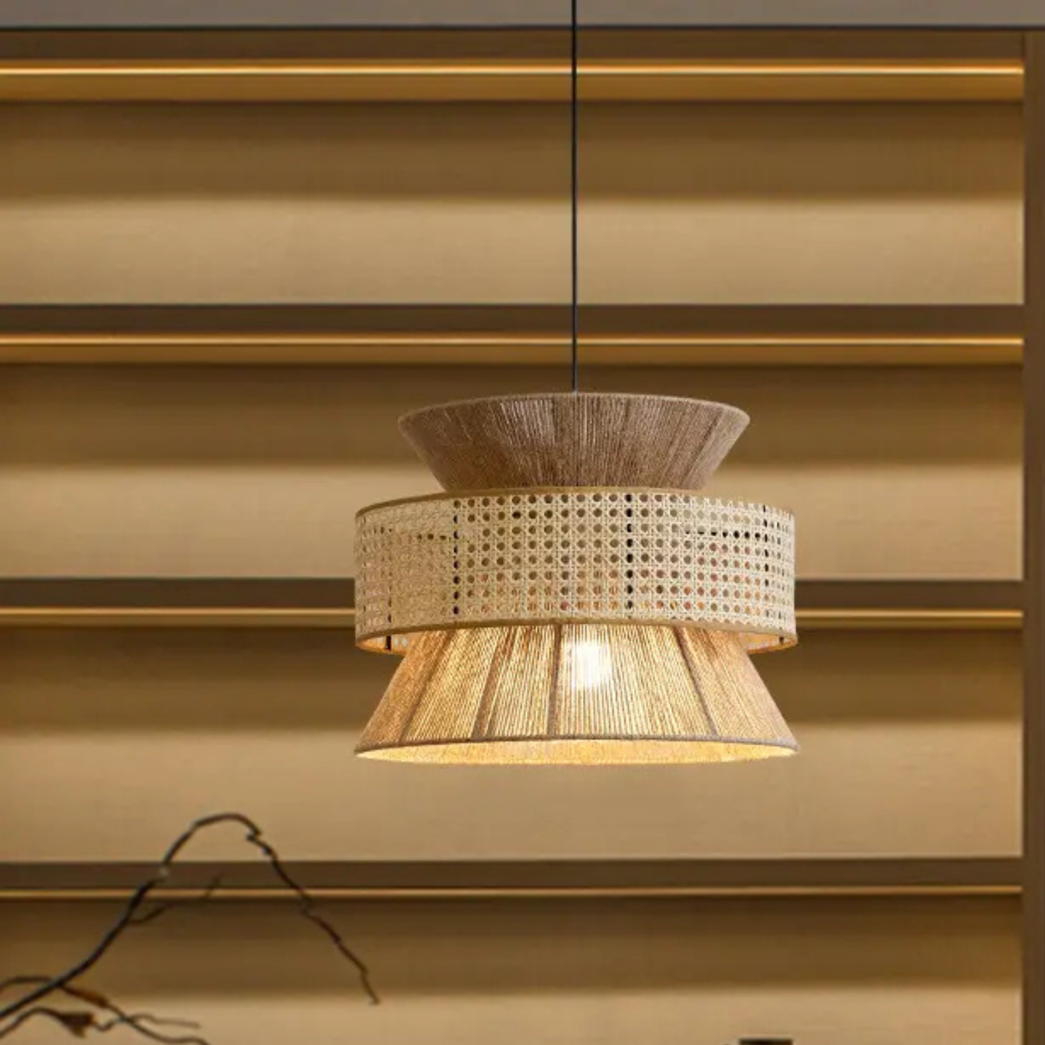 Raffia Pendant Lamp | Rattan Webbing Ceiling Raffia Lamp LP-3